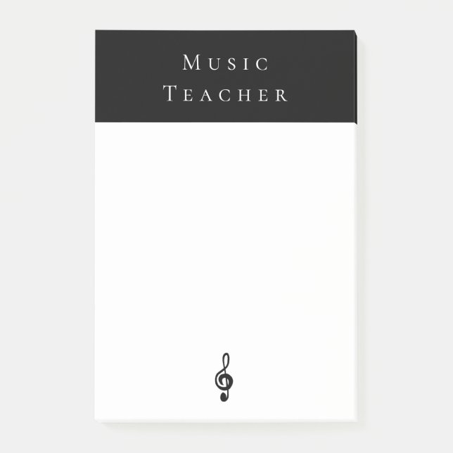 Notas Post-it® Teacher de música Treble Clef Black White (Anverso)