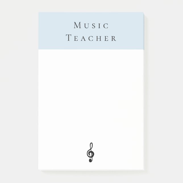 Notas Post-it® Teacher de música Treble Clef Simple Blue (Anverso)