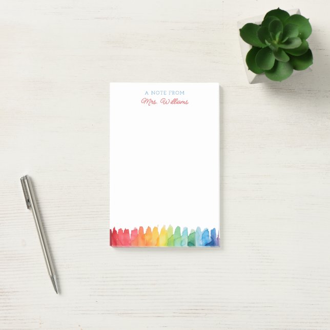 Notas Post-it® Teacher personalizado Notepad Arcoiris acuarela (Oficina)