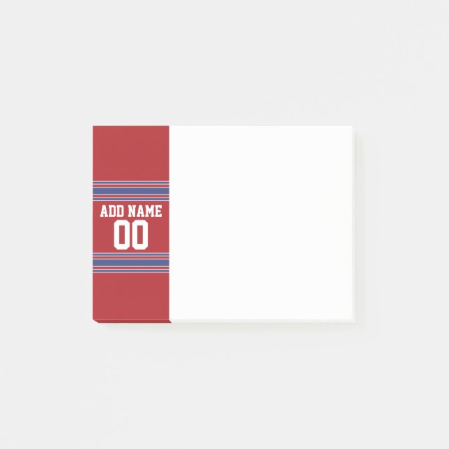 Notas Post-it® Team Jersey con nombre y número personalizados (Anverso)