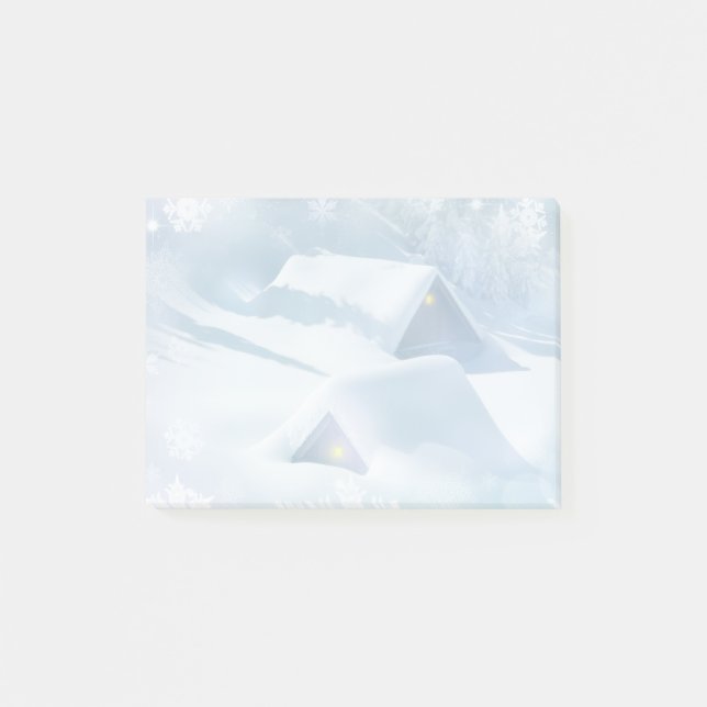 Notas Post-it® Techo cubierto de nieve en un bosque (Anverso)