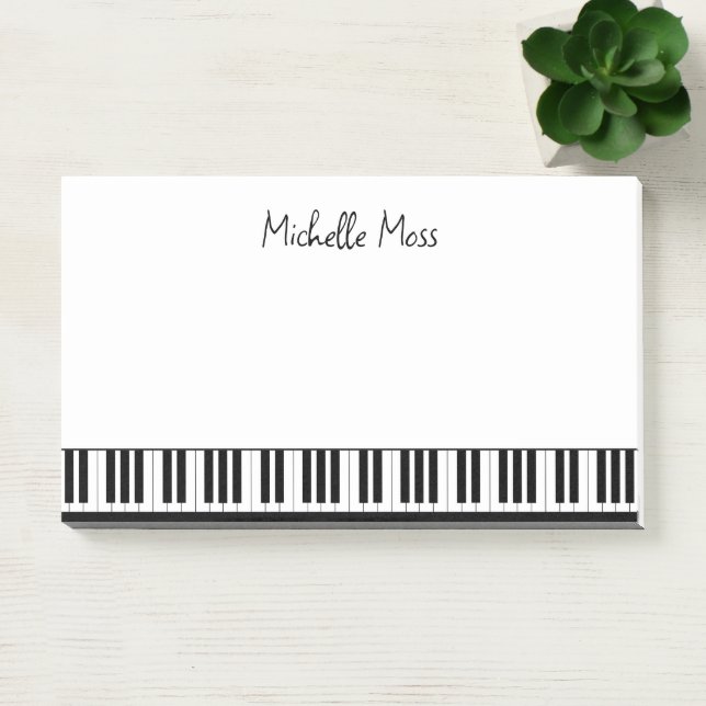 Notas Post-it® Teclado de piano blanco negro musical simple (Oficina)