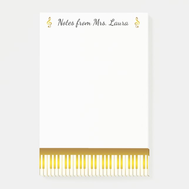 Notas Post-it® Teclado piano Instrumento musical oro para pianist (Anverso)