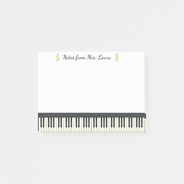 Notas Post-it® Teclado piano Instrumento musical oro para pianist (Anverso)