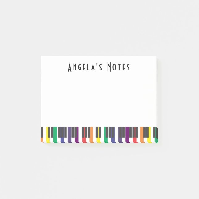 Notas Post-it® Teclas de piano de arcoíris (Anverso)