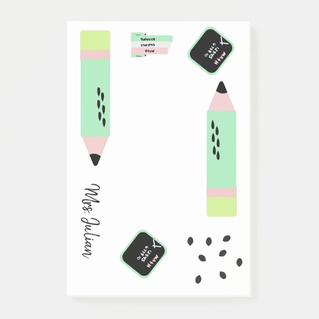 Notas Post-it® Tema de la sandía de vuelta a los profesores escol (Anverso)