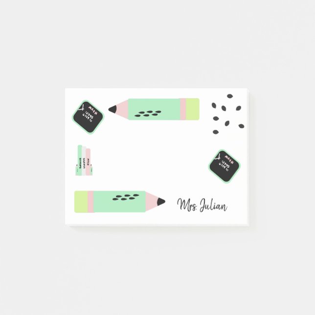 Notas Post-it® Tema de Sandía Nombre de Maestros de Regreso a la  (Anverso)