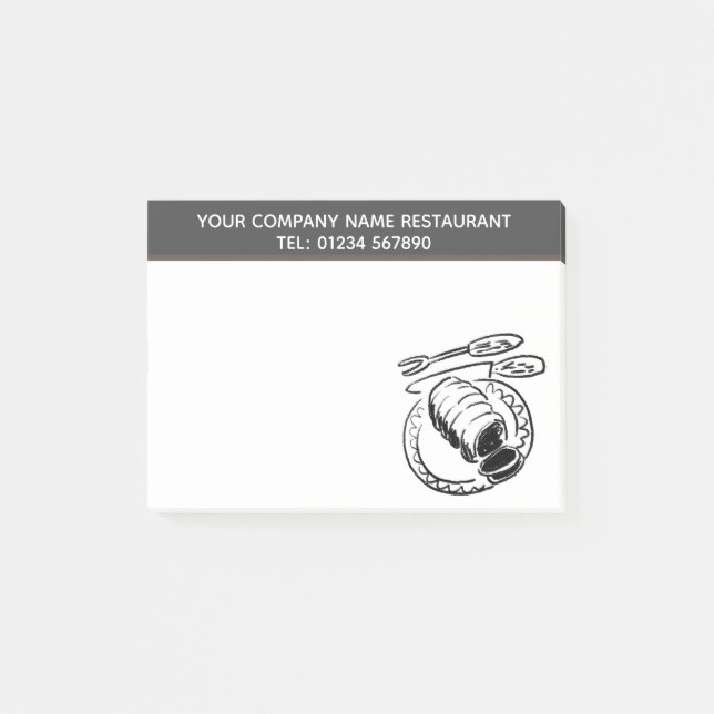 Notas Post-it® Tema del Ilustracion del restaurante de carne asad (Anverso)