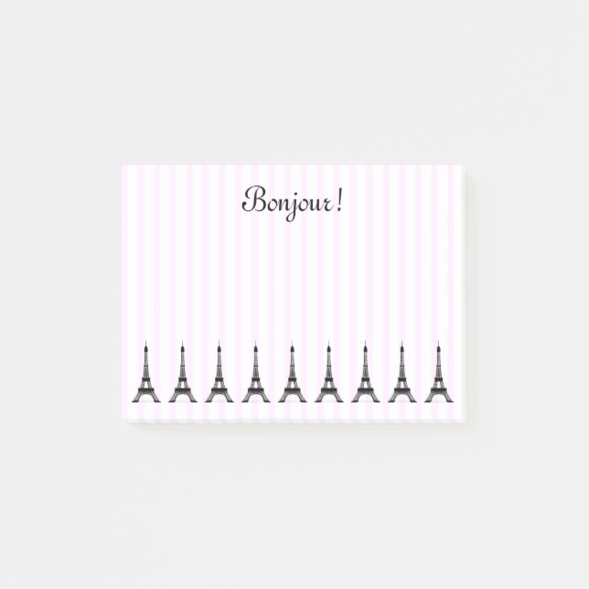 Notas Post-it® Tema rosado elegante del francés de la torre (Anverso)