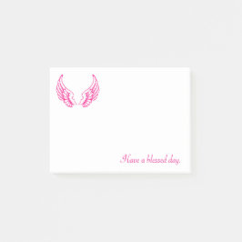 Notas Post-it® Tenga un día bendito con alas rosadas