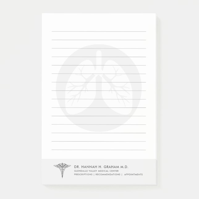 Notas Post-it® Terapia respiratoria| Personalizable Llenado (Anverso)
