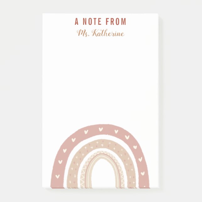 Notas Post-it® Terracotta Boho Rainbow Gracias regalo (Anverso)