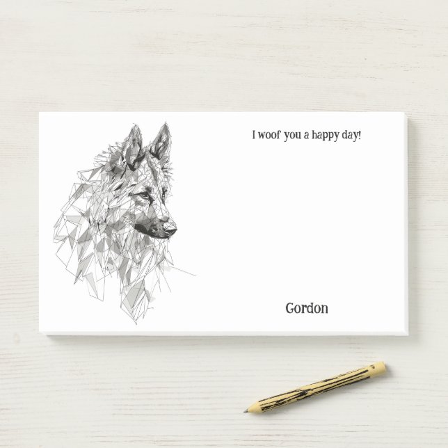 Notas Post-it® Tervuren belga Abstract Art Dog Name (En escritorio)