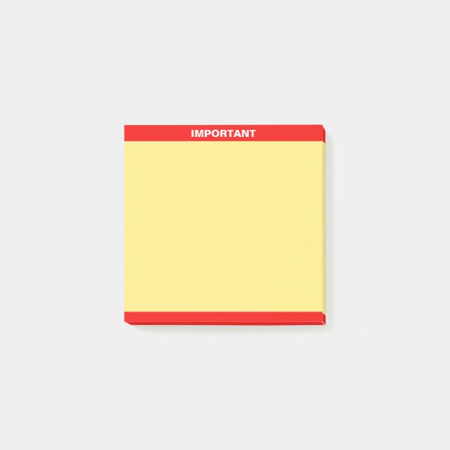 Notas Post-it® Texto Importante Personalizado en Rojo y Amarillo (Anverso)