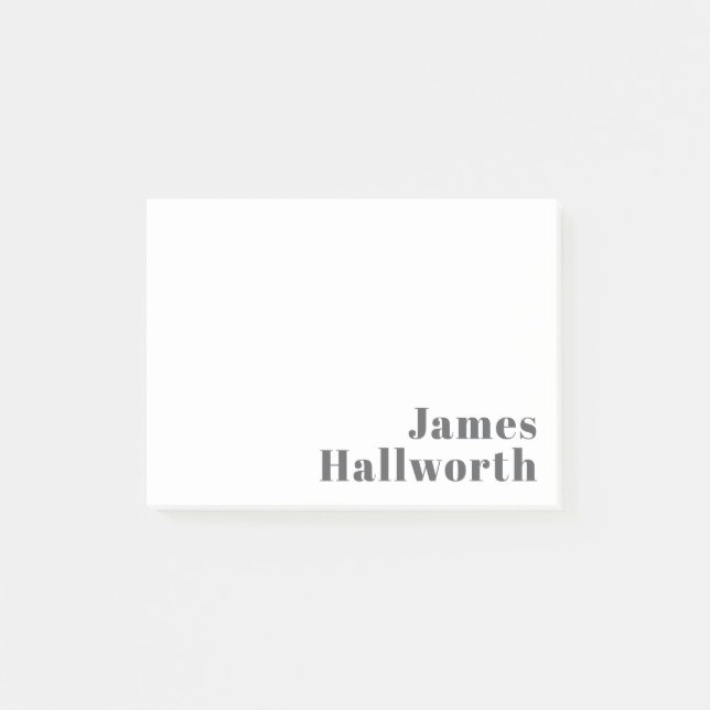 Notas Post-it® Texto moderno retro editable de estilo | Gris (Anverso)