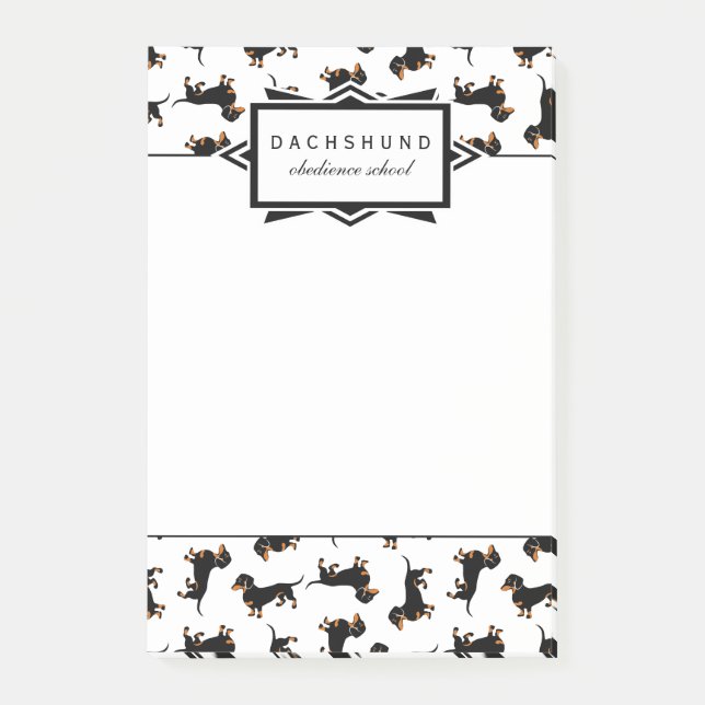 Notas Post-it® Texto negro y del moreno lindo del Dachshund del (Anverso)