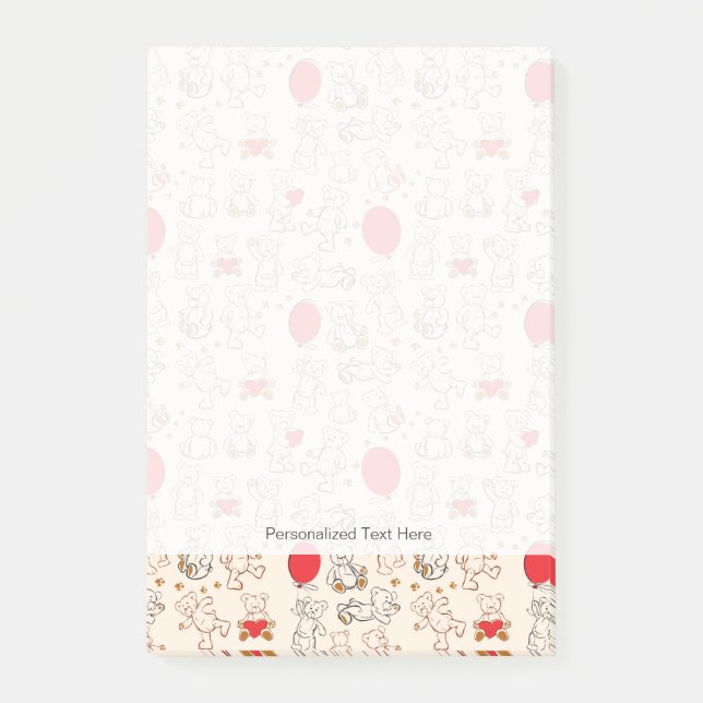 Notas Post-it® Textura con los osos de peluche (Anverso)