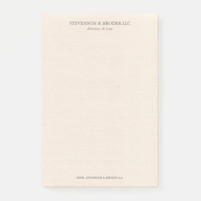 Notas Post-it® Textura de lino beige claro personalizada (Anverso)