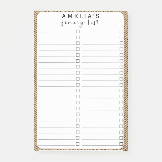 Notas Post-it® Textura de tela de burlap rústico de Shabby Chic T (Anverso)