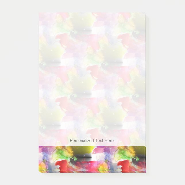 Notas Post-it® Textura roja, acuarela amarilla del diseño (Anverso)