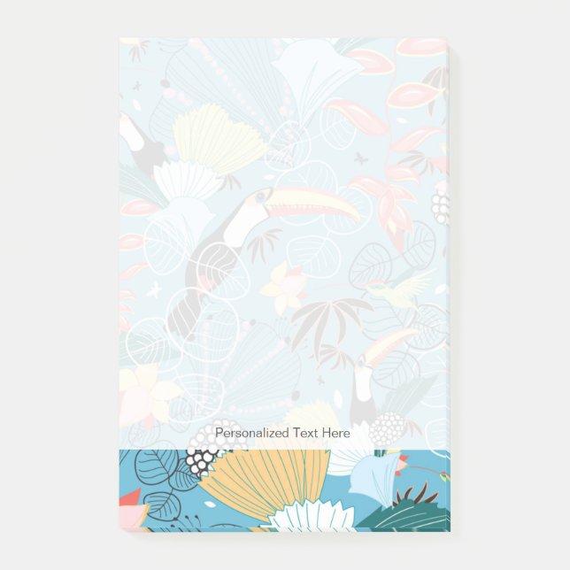 Notas Post-it® Textura tropical con Toucans y los colibríes (Anverso)