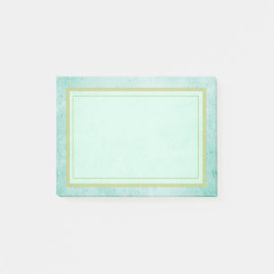 Notas Post-it® Textura vintage verde de menta con un borde dorado