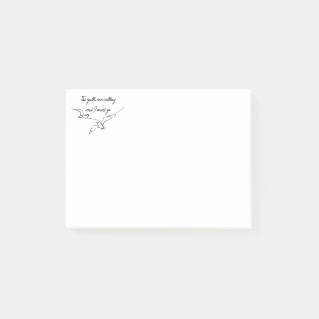 Notas Post-it® The gulls are calling and I must go Seagull art  (Anverso)