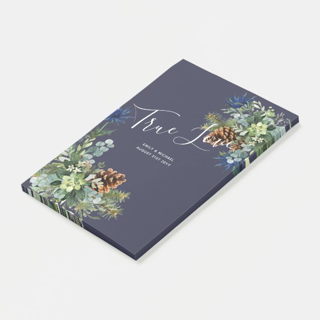 Notas Post-it® Thistle azul invernal Eucalyptus Boda Wonderland (En perspectiva)