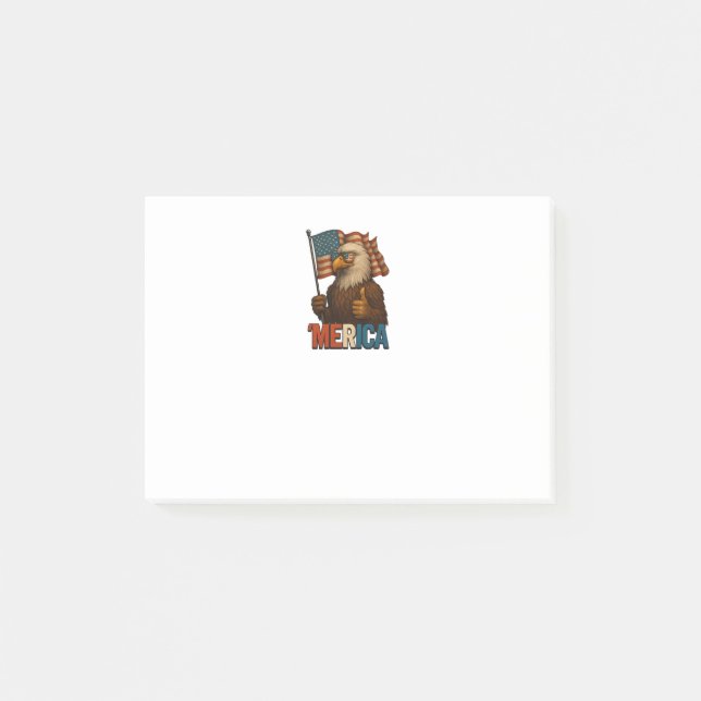 Notas Post-it® Thumbup Merica Eagle Funny y Patriótico (Anverso)