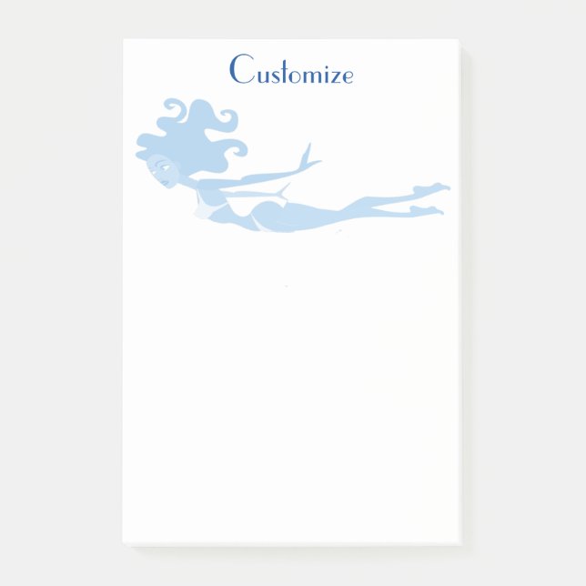 Notas Post-it® Thunder_Cove, nadador de sirenas azul (Anverso)