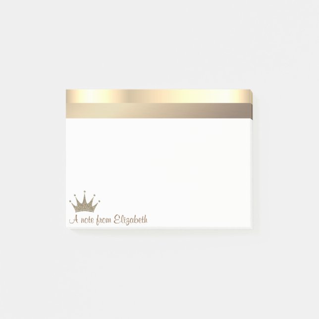 Notas Post-it® Tiara Dorada Moderna Elegante - Personalizada (Anverso)