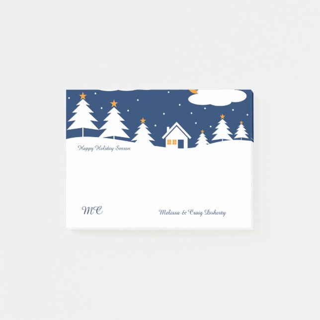 Notas Post-it® Tiempo azul blanco del navidad del invierno (Anverso)