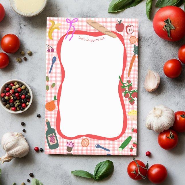 Notas Post-it® Tienda Gingham Picnic Cute PERSONALIZADO (Gingham Picnic Cute CUSTOM Shopping List Grocery Post-it Notes
)