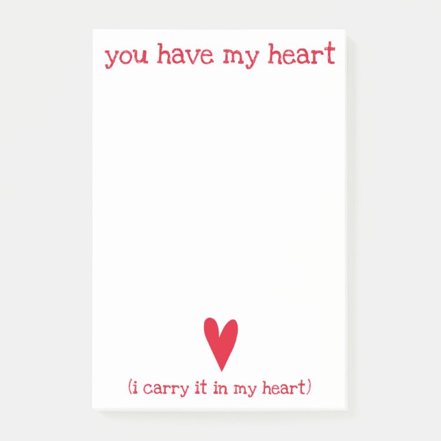 Notas Post-it® Tienes mi corazón | Poema de E.E. Cummings (Anverso)