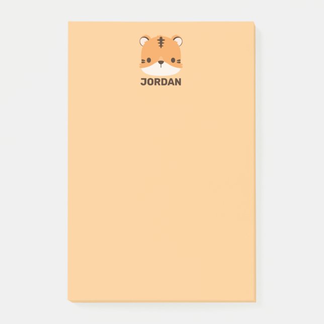 Notas Post-it® Tigre lindo con nombre personalizado (Anverso)