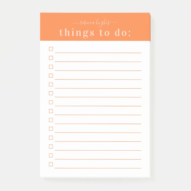 Notas Post-it® Tipografía Retro Minimalista | Monograma Naranja (Anverso)