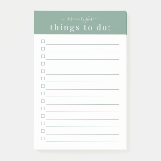 Notas Post-it® Tipografía Retro Minimalista | Monograma Verde (Anverso)