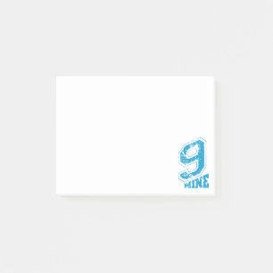 Notas Post-it® Tipografía Retro minimalista Número Azul Nueve