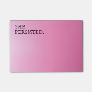 Notas Post-it® Tipografía rosada "ella persistió. "