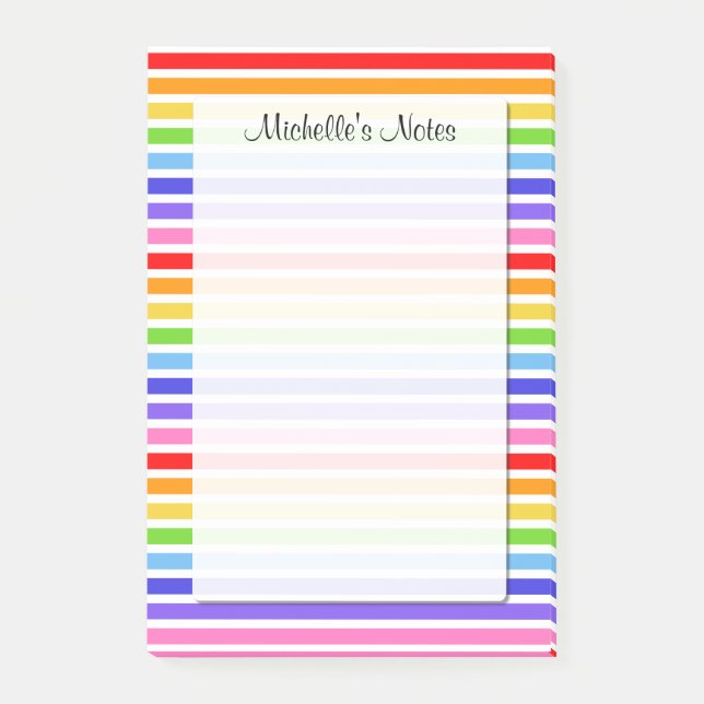 Notas Post-it® Tiras arco iris personalizadas 4 x 6 (Anverso)