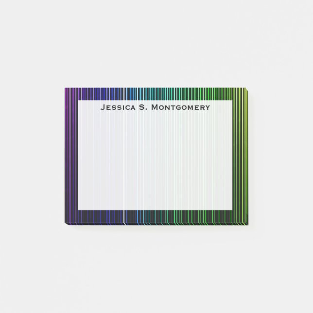 Notas Post-it® Tiras de luz de arcoíris con monograma (Anverso)