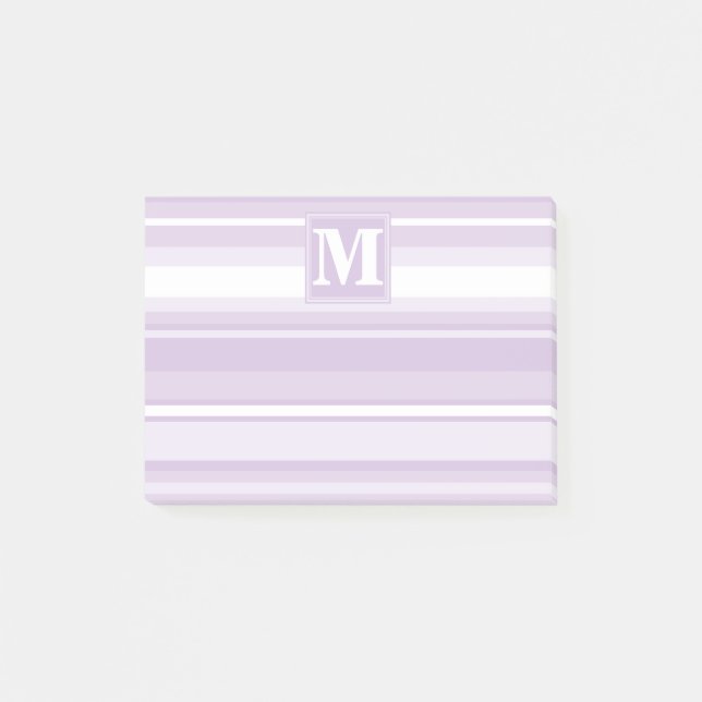 Notas Post-it® Tiras moradas monogramo (Anverso)