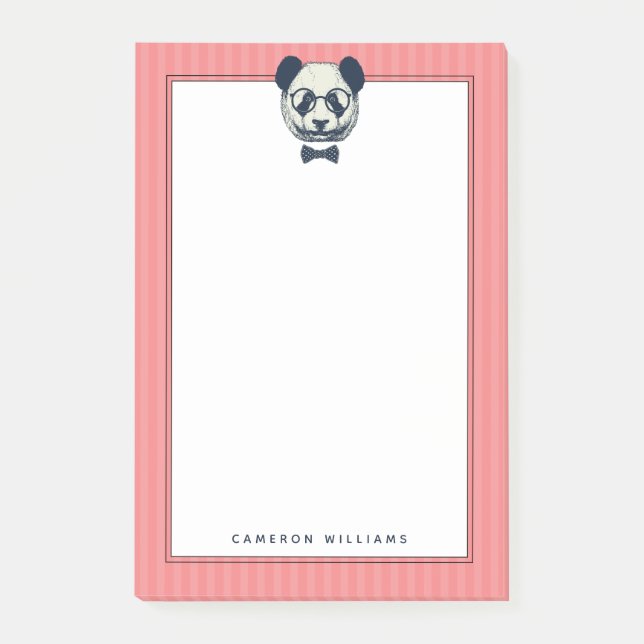 Notas Post-it® Tiras Panda| Agregar su nombre (Anverso)