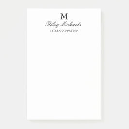 Notas Post-it® Título de monograma elegante negro simple