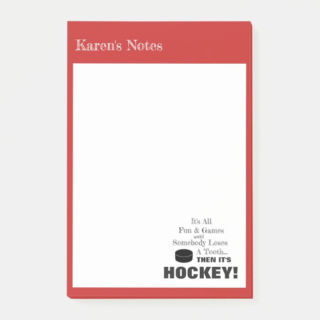 Notas Post-it® Todo es diversión y juegos...¡entonces es HOCKEY! (Anverso)