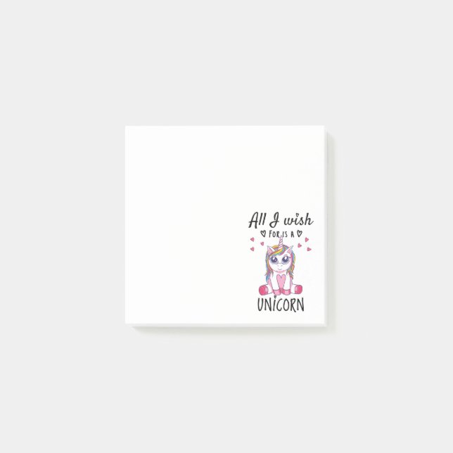 Notas Post-it® Todo lo que deseo es un Unicornio (Anverso)