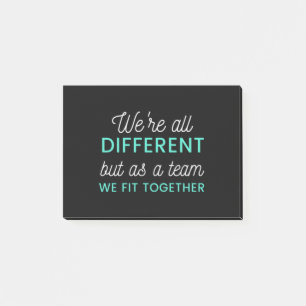 Notas Post-it® Todos somos diferentes pero como equipo encajamos 