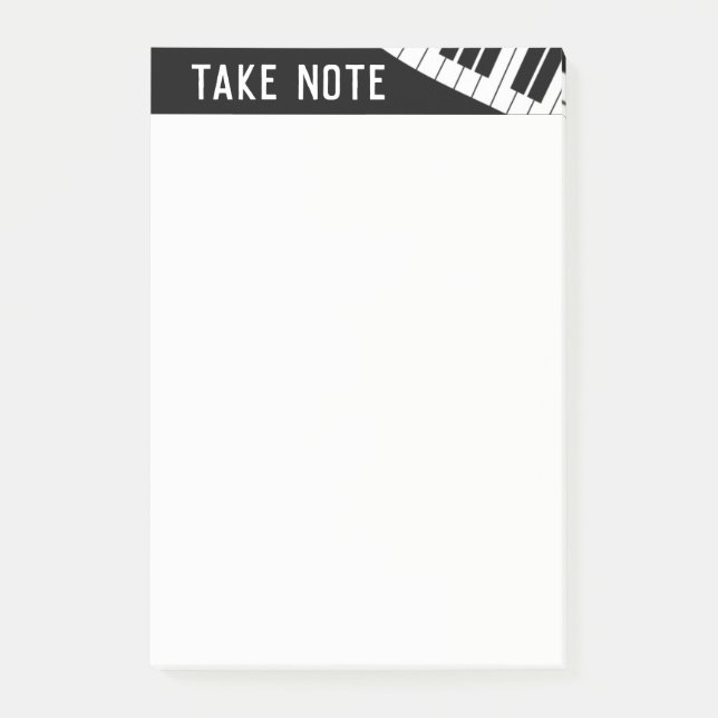 Notas Post-it® "Toma nota" Piano musical negro y blanco (Anverso)