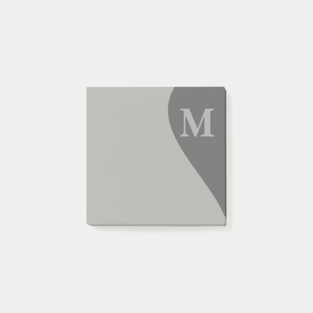 Notas Post-it® Tonos grises con monograma (Anverso)