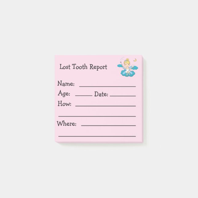 Notas Post-it® Tooth Fairy Looth Report Kids Post-it Notes (Anverso)